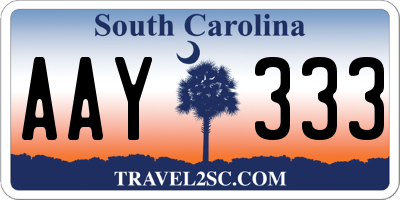 SC license plate AAY333
