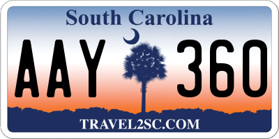 SC license plate AAY360