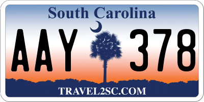 SC license plate AAY378