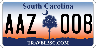 SC license plate AAZ008