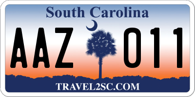 SC license plate AAZ011