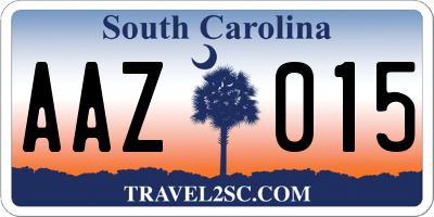 SC license plate AAZ015