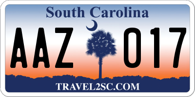 SC license plate AAZ017
