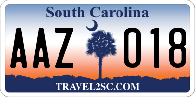 SC license plate AAZ018