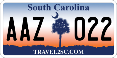 SC license plate AAZ022