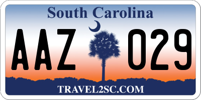SC license plate AAZ029