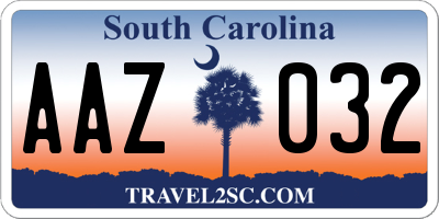 SC license plate AAZ032