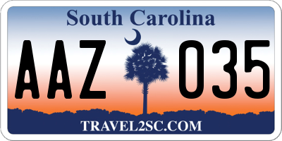 SC license plate AAZ035