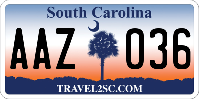 SC license plate AAZ036