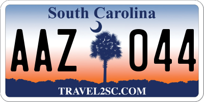 SC license plate AAZ044