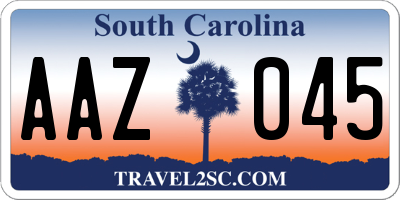 SC license plate AAZ045