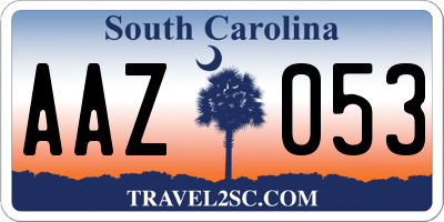 SC license plate AAZ053