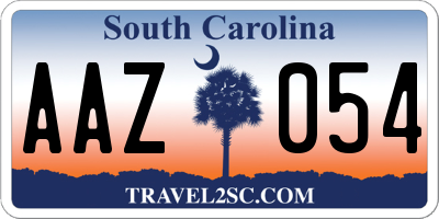 SC license plate AAZ054
