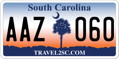 SC license plate AAZ060