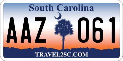 SC license plate AAZ061