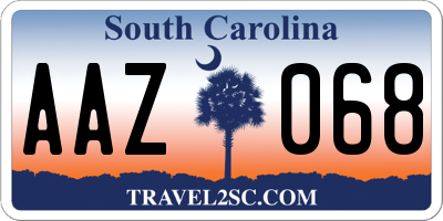 SC license plate AAZ068