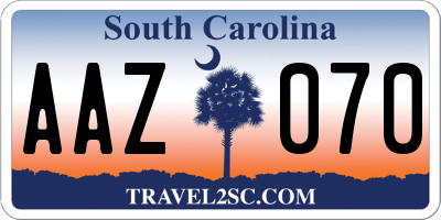 SC license plate AAZ070
