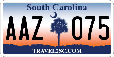 SC license plate AAZ075