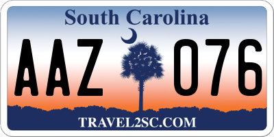 SC license plate AAZ076