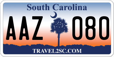 SC license plate AAZ080