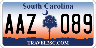 SC license plate AAZ089