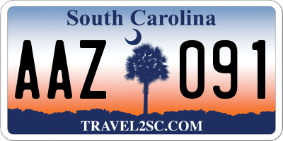 SC license plate AAZ091