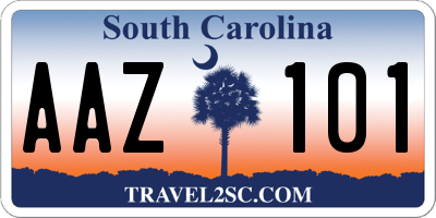 SC license plate AAZ101