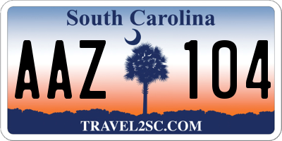 SC license plate AAZ104