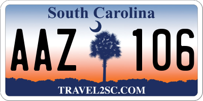 SC license plate AAZ106