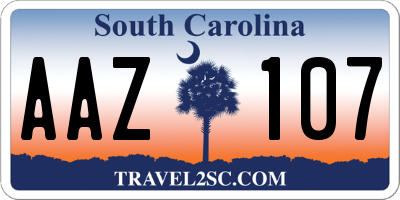 SC license plate AAZ107