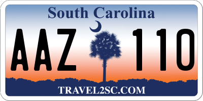 SC license plate AAZ110