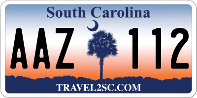 SC license plate AAZ112