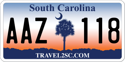SC license plate AAZ118