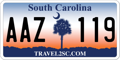 SC license plate AAZ119