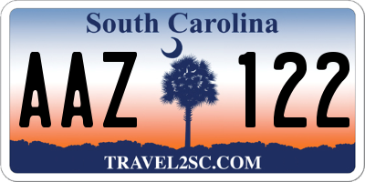 SC license plate AAZ122