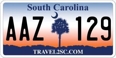 SC license plate AAZ129