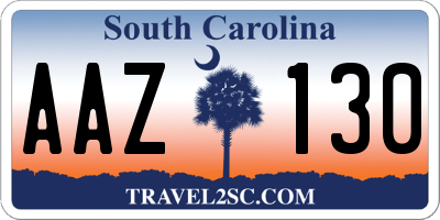 SC license plate AAZ130