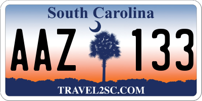 SC license plate AAZ133