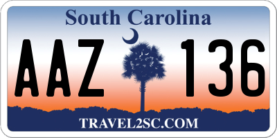SC license plate AAZ136