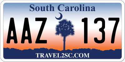 SC license plate AAZ137