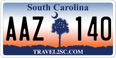 SC license plate AAZ140