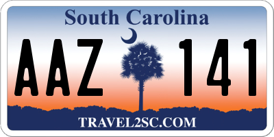 SC license plate AAZ141