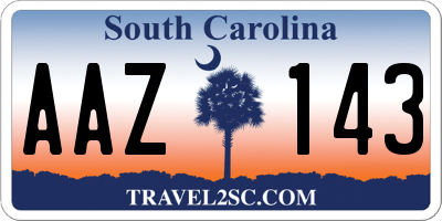 SC license plate AAZ143