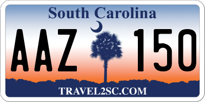 SC license plate AAZ150