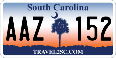 SC license plate AAZ152