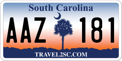 SC license plate AAZ181