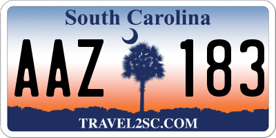 SC license plate AAZ183