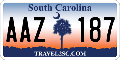 SC license plate AAZ187