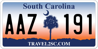 SC license plate AAZ191