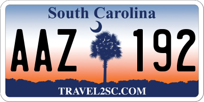 SC license plate AAZ192